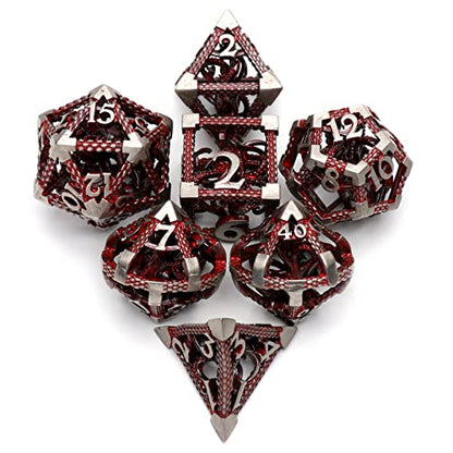 Hollow Cthulhu Dice Set,7-Piece Polyhedral Dice for D&D,Blood | Lightweight 3D Hollow Octopus Dice with Clear Numbers, Copper Construction,Gift Box and Velvet Bag for RPG Play and Gifting. - color: Cthulhu Blood