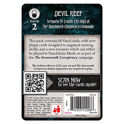 Arkham Horror The Card Game Devil Reef MYTHOS PACK | Horror Game | Mystery Game | Cooperative Card Game for Adults | Ages 14+ | 1-2 Players | Average Playtime 1-2 Hours | Made by Fantasy Flight Games - size: Mythos Pack, style: Devil Reef