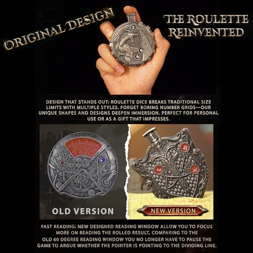 Unique Roulette Dice 3.0 Spinner Dice 7-in-1 Metal DND Dice Set for Tabletop RPG Dice Fidget Spinning for Role Playing Dice DND Dice Sets Balanced and Fair Made from Zinc Alloy - color: 16 Roulette Dice V3.0 Brass