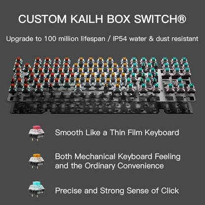 Hexgears X5 Wireless Mechanical Keyboard, Dual-Mode 2.4G/USB-C Ergonomic Full Size 108 Keys Keyboard, Kailh Box 3.0 Linear Switch, N-Key Rollover, Backlit Gaming Keyboards with Wrist Rest (Hero) - color: Hero-X5, size: Linear