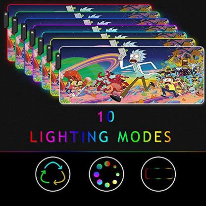 RGB 게이밍 마우스 패드 라지 - 부드러운 RGB 마우스 매트 오버사이즈 빛나는 LED 확장 마우스 패드, USB 전원 컴퓨터 키보드 마우스 패드, 미끄럼 방지 고무 베이스가 있는 조명 PC 게이밍 마우스 매트 방수 80x30