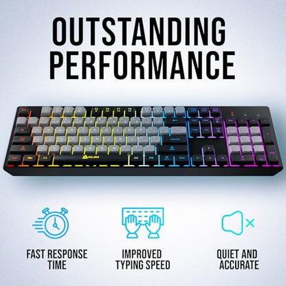 KLIM Chroma Wireless Keyboard – RGB Backlit Gaming, Rechargeable Battery, PC Keyboard, Durable & Water-Resistant, Compatible with PS4, PS5 & Mac - Black - color: Grey black