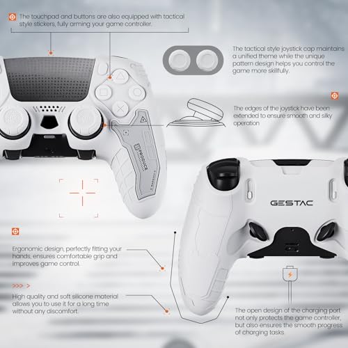 Tactical Skin Set for PS5 Edge Controller, Anti-Slip Silicone Protective Cover Skin Case Compatible with PS5 Edge Wireless Controller with 2 Thumb Grip Caps - Dawn White - color: Dawn White