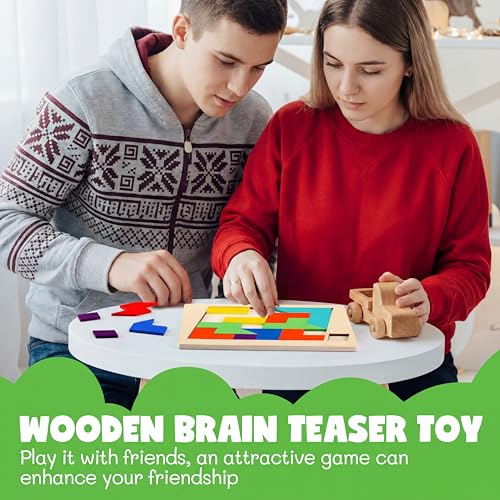 Yunsailing 3 Pack Large Wooden Blocks Puzzles Hexagon Tangram Puzzle Wooden Russian Brain Puzzles for Adult Challenge Teasers Geometric Jigsaw Logic Iq STEM Educational Gift Graduation(Multilateral) - style: Multilateral
