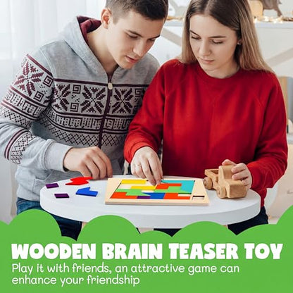 Yunsailing 3 Pack Large Wooden Blocks Puzzles Hexagon Tangram Puzzle Wooden Russian Brain Puzzles for Adult Challenge Teasers Geometric Jigsaw Logic Iq STEM Educational Gift Graduation(Multilateral) - style: Multilateral