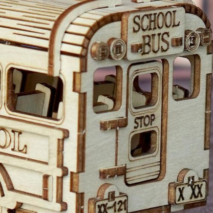 3D Wooden Puzzles for Adults, DIY School Bus Model Building Kit | Creative Craft & Model Kits for Adults, DIY Assembly Puzzle Desk Decor, Holiday Gift for Xmas, Teens Men 14+, STEM Project - style: School Bus