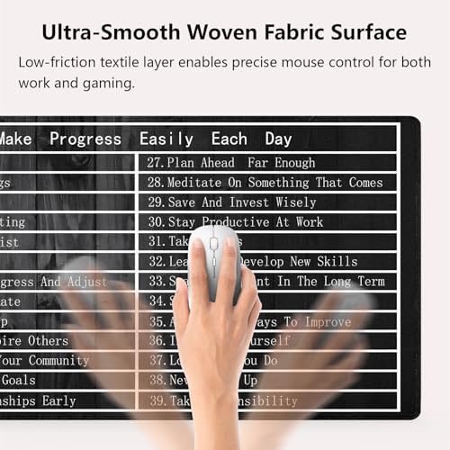 Ways to Make Progress Large Mouse Pad, Inspirational Success Quote Desk Mat | Keyboard Mat Stitched, 31.5" x 11.8", Daily Motivational Reminders, Entrepreneur Positive Office Decor, Rustic Black Wood - color: Vibrant Design J06K