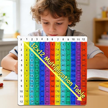 Multiplication Learning Board, 12x12 Multiplication Tables, Push Bubble Sensory Classroom & Home Learning Multiplication Chart Tool，Fidget Game for Teachers to Create a Variety of Math Operations - size: White-edged rainbow
