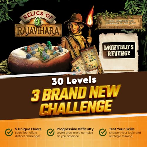 Montalo’s Revenge Expansion Pack for Relics of Rajavihara – an Epic Adventure for Fans of Strategy, Tabletop, and Solo Player Board Games - style: Expansion pack