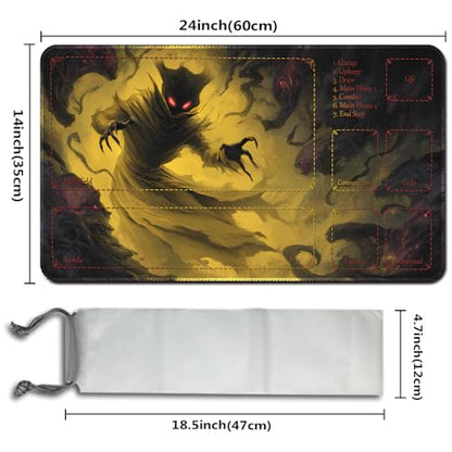 MTG Playmats(Stitched) 14x24in Compatible for OCG CCG RPG TCG Playmats with Card Zones Storage Bag (Devourer Night-with Zone) - color: Devourer Night-with Zone