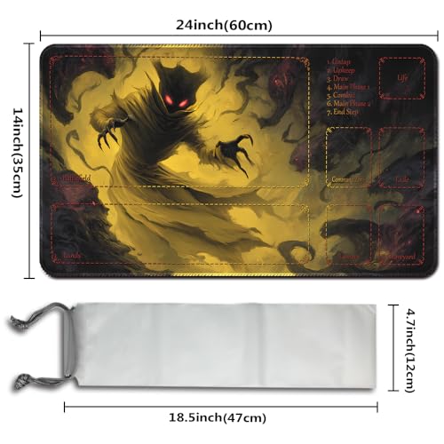 MTG Playmats(Stitched) 14x24in Compatible for OCG CCG RPG TCG Playmats with Card Zones Storage Bag (Devourer Night-with Zone) - color: Devourer Night-with Zone