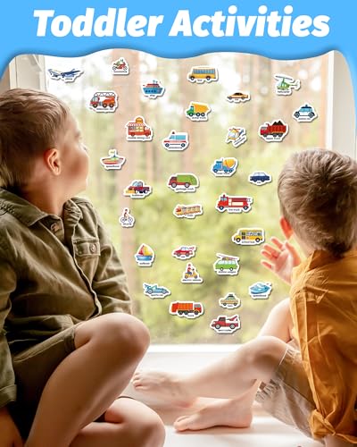 Walenced Reusable Sticker Book for Toddlers, Travel Stickers for Kids, Toddler Craft Activities Toys, Birthday Gifts for Boys & Girls - style: Vehicle