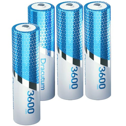 3600mWh Rechargeable Lithium AA Batteries, 4 Pack High Capacity 1.5V Constant AA Li-ion Rechargeable Batteries for Camera, Doorbell, Smart Lock Deadbolt, Security Aralm System - size: 4 AA 3600 mWh