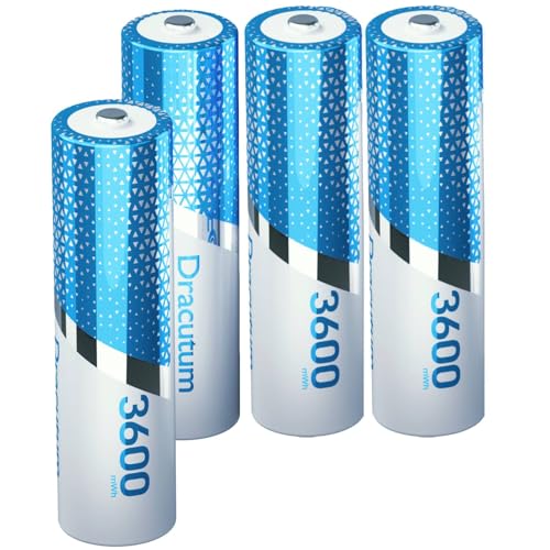 3600mWh Rechargeable Lithium AA Batteries, 4 Pack High Capacity 1.5V Constant AA Li-ion Rechargeable Batteries for Camera, Doorbell, Smart Lock Deadbolt, Security Aralm System - size: 4 AA 3600 mWh
