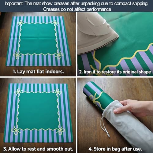 Green Teal Mahjong Mat (32.5” x 32.5”) with Carrying Bag Non Slip Noise Reduction Gaming Mat Rubber Mahjong Table Cover Accessoriesfor Poker Board Games Dominoes - color: Green Teal