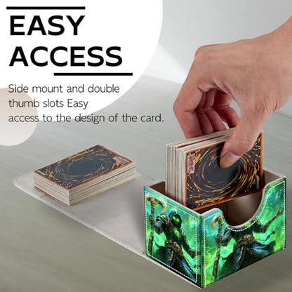 Trading Card Storage Box, Holds 100+ for MTG Cards, Premium PU Leather with Magnetic Closure, Skeleton With Green Glow Durable Deck Box for Magic the Gathering, Trading Card Games - color: Skeleton With Green Glow