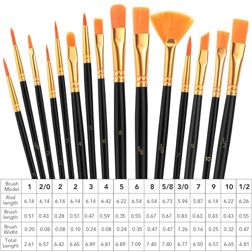 AROIC Acrylic Paint Brush Set,8pack/120pcs Nylon Hair Acrylic Paint Brushes,Oil Watercolor Rock Face Paint Brushes, Artist Craft Paint Brush Supplies, for All Purposes Kids Adult Painting. - size: 120pcs-black