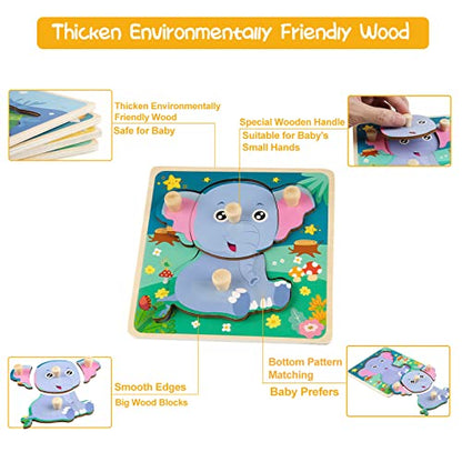 Chunky Wooden Puzzles for Toddlers 1-3: 4 PCS Animals Peg Puzzles Toys | 10 Reinforced Design Tested to 1,000+ Assembly Cycles - Big Pieces for Little Hands - Gift for 1-3 Year Olds Girl Boy - style: Style B