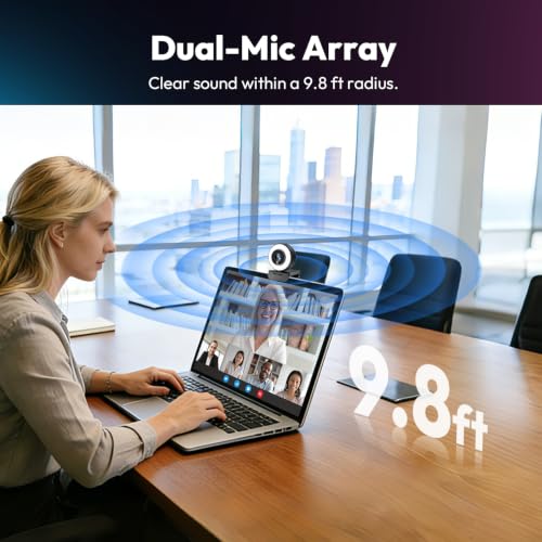 Angetube 4K Webcam with Ring Light, Computer Web Camera for Desktop, Laptop | 4K@30FPS, PDAF Autofocus, 1080P@60FPS, 2 Microphones, USB-A/C, Privacy Cover, Streaming Web Cam for PC Mac, Zoom Teams Twitch