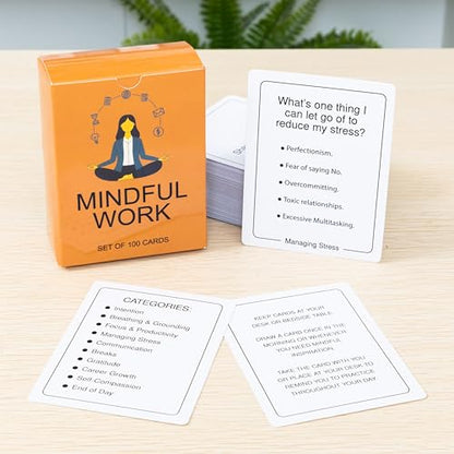 100 Mindful Work Cards – Mindfulness & Self‑Care Prompts for Professionals | Desk & Travel Deck for Stress Relief, Focus, Motivation & Well‑Being - style: Work Cards