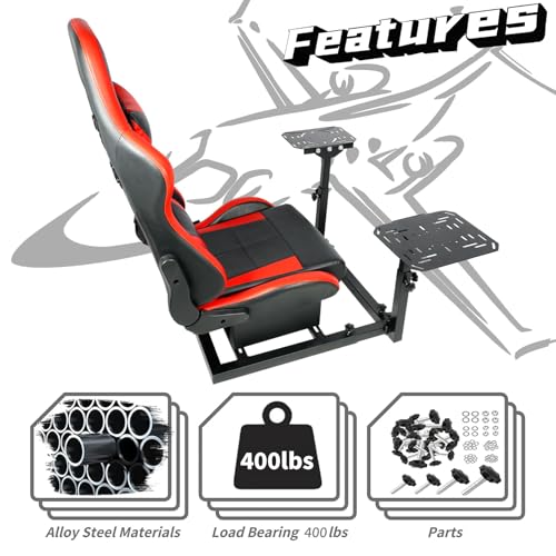 Dardoo Flight Game Cockpit With Redseat And Racing Simulator Mount, fits for Thrustmaster HOTAS WARTHOG, Not Included pedal, Throttle,Joystick