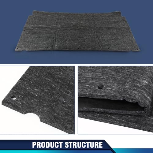 PIT66 Hood Insulation Pad 1/2" Compatible with Chevy Caprice Impala 1991-1996 Black - style: 1991-1996 Chevy Caprice Impala