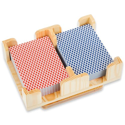 Kathfly Upgraded 2 Decks Wood Playing Card Holder 360° Rotating, Canasta Card Holder Tray Organizes, Poker, Games, Smooth Rotate Design & Easy Access, Balance & Stability(Wood Color) - style: 2 Decks