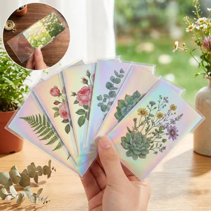 HFATMOS 300 Pcs Photocard Sleeves Laser Flashing Holographic Card Protector | Dustproof Card Sleeves for Mini Photos Credit Name Trading Cards Album Photo Cards, Rainbow Pattern - color: Rainbow Pattern