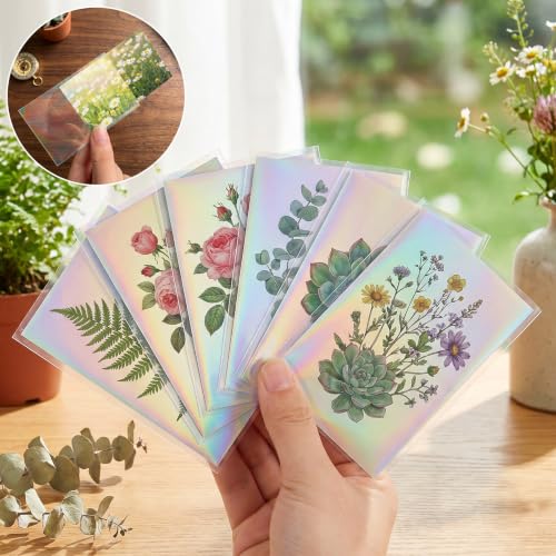 HFATMOS 300 Pcs Photocard Sleeves Laser Flashing Holographic Card Protector | Dustproof Card Sleeves for Mini Photos Credit Name Trading Cards Album Photo Cards, Rainbow Pattern - color: Rainbow Pattern