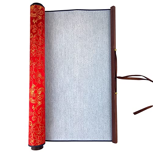 Flylin Calligraphy Cloth, Reusable Chinese Calligraphy Practicing Tool Magic Water Painting Paper Ten Thousand Times Writing Cloth Scroll for Home School (Red) - color: Red