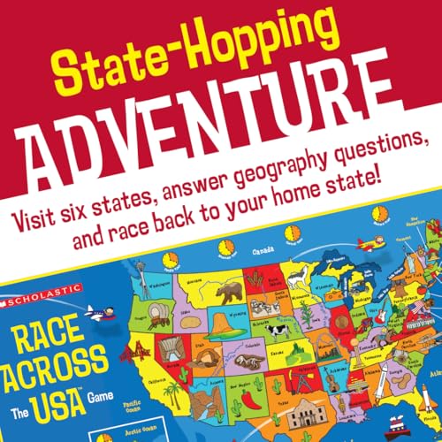 University Games, Scholastic Race Across the USA Board Game , Geography Learning Game for Kids and Families, for 2 to 4 Players Ages 8 and Up