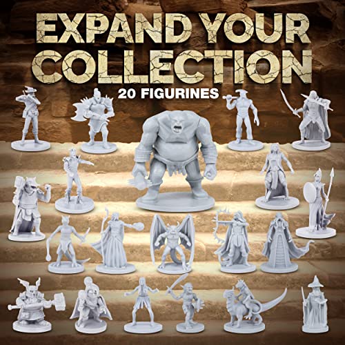Path Gaming 20‑Piece Unpainted Miniatures Set – 28 mm Fantasy Heroes, Monsters & NPCs for Dungeons & Dragons & Pathfinder