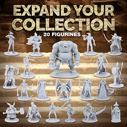 Path Gaming 20‑Piece Unpainted Miniatures Set – 28 mm Fantasy Heroes, Monsters & NPCs for Dungeons & Dragons & Pathfinder