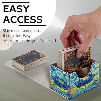 Trading Card Storage Box, Holds 100+ for MTG Cards, Premium PU Leather with Magnetic Closure, Starry Night With Blue Lotus Durable Deck Box for Magic the Gathering, Trading Card Games - color: Starry Night With Blue Lotus