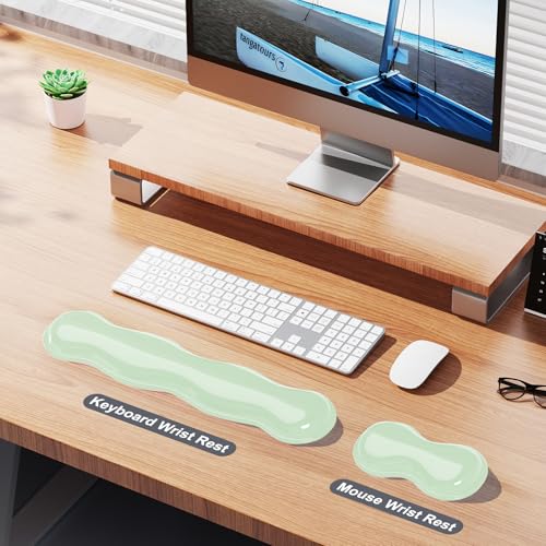 MOKURU Gel Keyboard and Mouse Wrist Rest Set, Comfort Ergonomic Wrist Support, for Wrist Pain Relief, Computer Keyboard Wrist Rest (Green) - color: Green