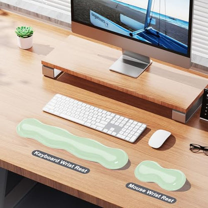MOKURU Gel Keyboard and Mouse Wrist Rest Set, Comfort Ergonomic Wrist Support, for Wrist Pain Relief, Computer Keyboard Wrist Rest (Green) - color: Green