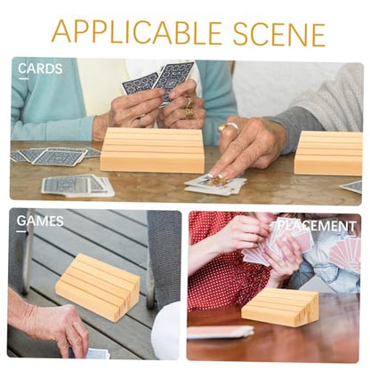 Abaodam 2Pcs Wooden Card Stand Holder for Board Games Playing Card Display Base Supports Any Card Game for Card Deck Organization and Gameplay