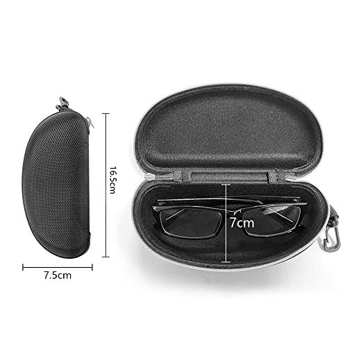 3 Pack Zipper Shell Eyeglasses and Sunglasses Case with Plastic Carabiner Hook - color: Silver