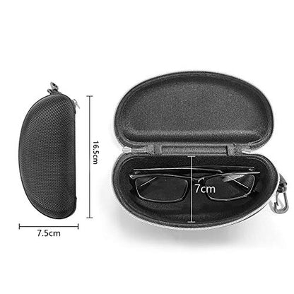 3 Pack Zipper Shell Eyeglasses and Sunglasses Case with Plastic Carabiner Hook - color: Silver