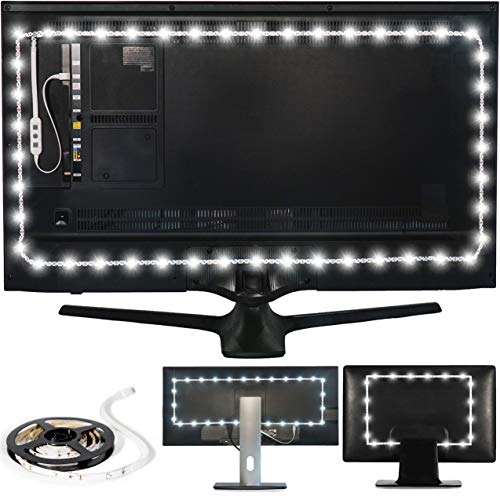 Luminoodle Bias Lighting, Backlight Kit for Monitors up to 24" - USB LED Light Strip - Computer Monitor Backlight - True White Adhesive Strip - White - Small (<24" TV) - size: White: Small (<24 in TV)
