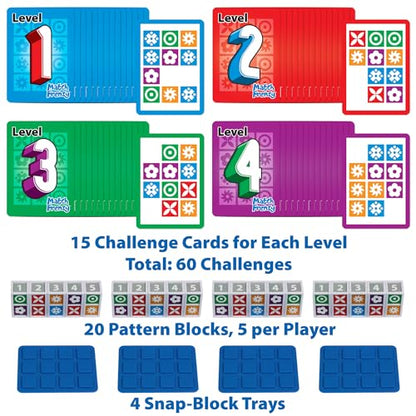 Funwares Match Frenzy: Portable Pattern Matching Puzzle Game, Family Mini Board Games, Perfect for Travel & Home Play, Road Trip Activities for Kids and Adults, Quick Set-Up - style: 4-Player