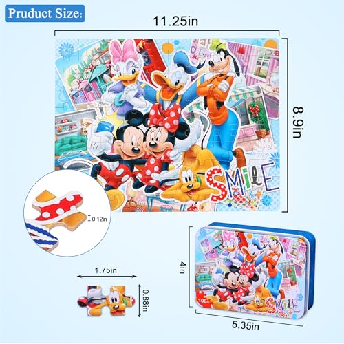 Puzzles for Kids Ages 4-8,Kids Puzzls in a Metal Box,Mouse Small Puzles,Kid Boys Girls Learning Educational Puzzle Packed in Tin Box,100 Pieces - color: Mouse