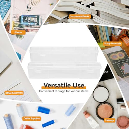 Plastic Scrapbook Paper Storage Cases, Portable Board Game Storage Cases, Hobby Art Craft Box, Acid-Free Rounded Corner Containers (12"x12" 11"x10" Thick Clear 12Pcs)