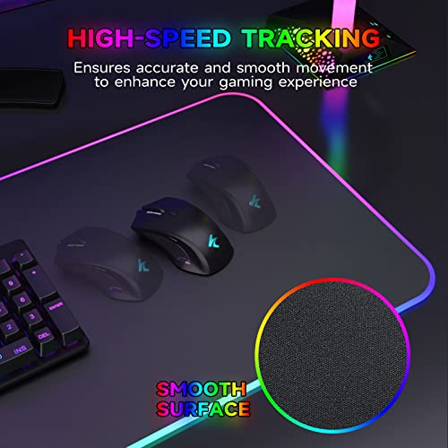 Hcman RGB Gaming Mouse Pad, Large Mousepad with Led Light, PC Gaming Accessories Black Keyboard Pad for Desk, Non-Slip Rubber Base XXL Big Mouse Mat for Gamer Boy Men Gift (31.5 X 12 Inch) - size: X-Large