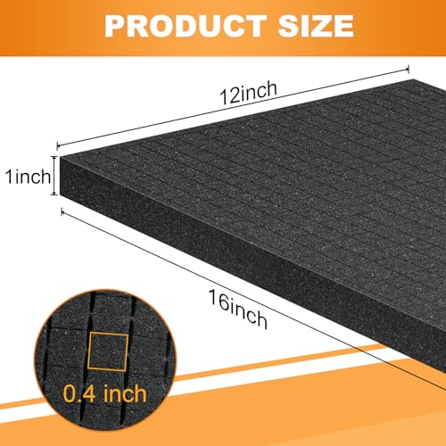 Eunice 4Pcs Polyurethane Foam Inserts -16 x 12 x 1 Inch Pick and Pluck Foam Padding Sheets for Tool Box, Camera Storage and Crafts - size: 4PCS-16*12*1 Inches