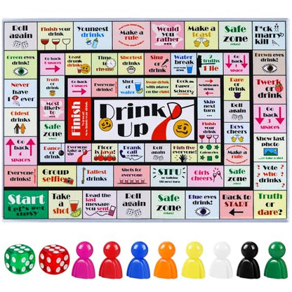 Fofeadm Drinking Board Games for Adults, Rubber Mat Drinking Board Game, Funny Party Interactive Drinking Games for Game Night, Birthday, Family Play or Any Occasion, Age 21+, 2-8 Players