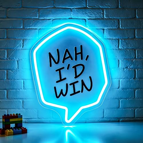 Gamer Neon Sign for Wall Decor Dimmable UV Printed Nah,I'd Win Led Sign for Game Room Decor Video Game Neon Lights for Teenage Boys USB Powered - color: Nah,I'd Win