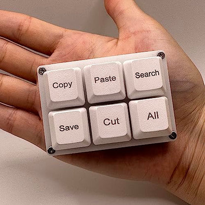 BTXETUEL Copy Paste Search Save Cut All 6-Key Keyboard One Handed OSU Keypad Programmable Mechanical Shortcut Macro Keyboard for Working and Gaming (White) | Hot-swappable Mini Mechanica RGB Keypad for Macros and Rhythm Games Office Work Shortcut Keys - c