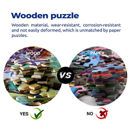 Jigsaw Puzzle 1000 Piece Wooden Puzzle Halloween Picture Family Decorations, Unique Birthday Present Suitable for Teenagers and Adults