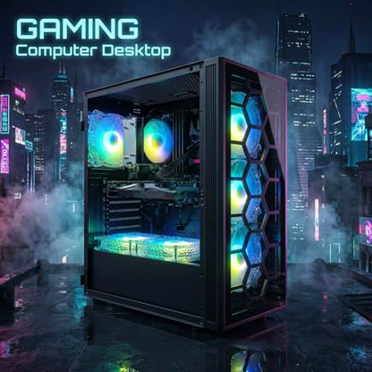 STGAubron Gaming PC Desktop,Core I7,RTX 3050 6G,16G RAM,512G SSD | Gaming Computer Tower for Streaming,Video Editing,Home,School,I7 up to 3.9GHz,ARGB Fan,WiFi 6,BT 5.0,4K DP,HDMI,Win11 Home